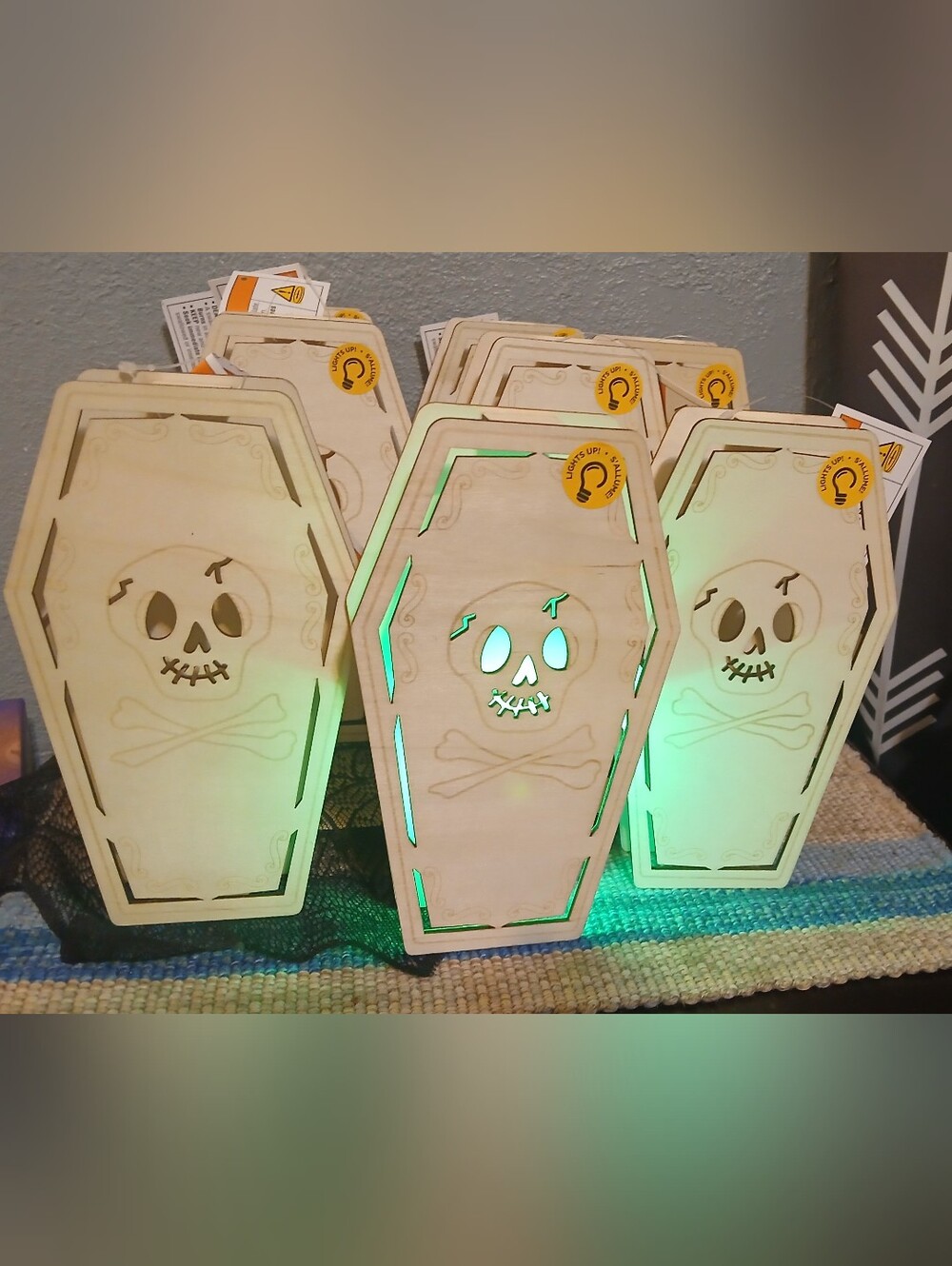 New LED Plywood Halloween Decor - Cofin